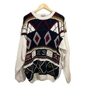 VTG Duplex Designs Sweater Men XL Extra Large Crew Neck Pullover Grandpa 90s GUC